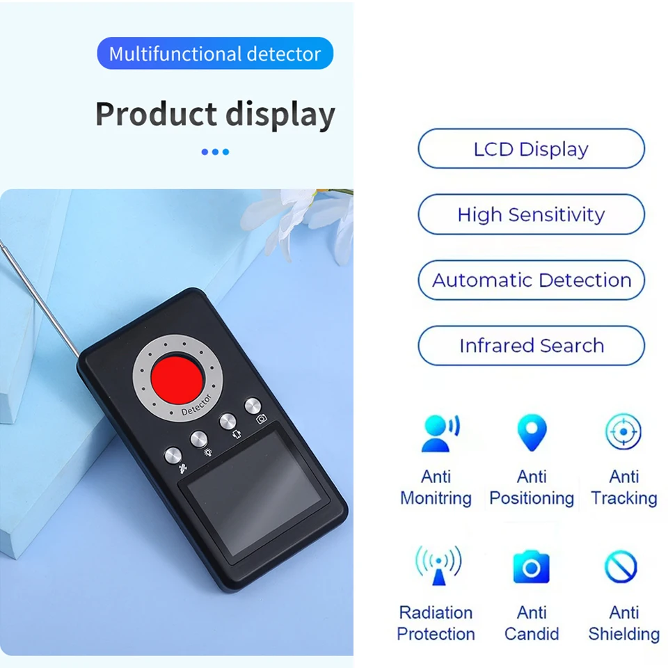 Hidden Devices Detector Anti Candid Camera Detector hunter GPS Bug mini camera RF Signal Scanner Camera Listening device Finder