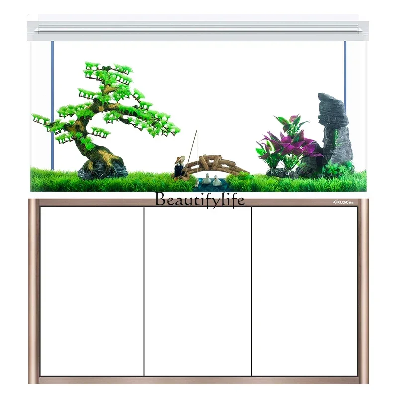 

pg46Aquarium Lazy Change Water Ecological Glass Large, Medium and Small Fish Tank with Base Cabinet