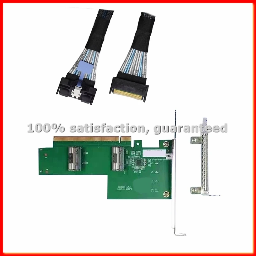 MCIO Split Card PCIe 5.0 8x16x to 2xMCIO8I Baseboard 6PIN for GPU Graphics Card Expansion with MCIO to MCIO Cable-A63M