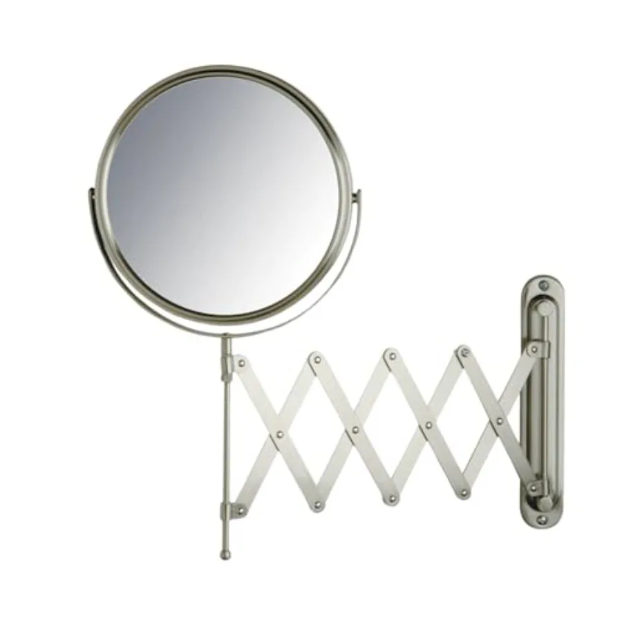

JERDON Two-Sided Wall-Mounted Makeup Mirror - Makeup Mirror with 7X Magnification and Extendable Arm - 8-inch Diameter Mirror w