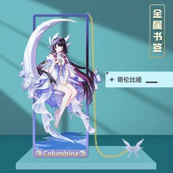 Anime Game Impact Hollowed Out Metal Bookmark Nahida Sangonomiya Kokomi Wanderer Zhongli Xiao Fans Gift Key Chain