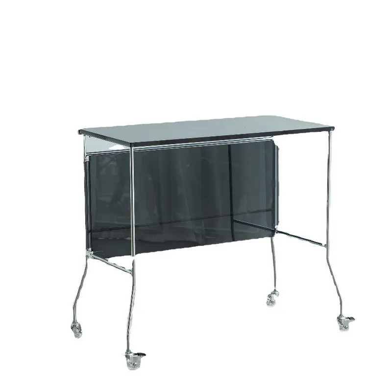 

Nordic simple modern guest coffee table, double-layer acrylic plate foldable metal frame firm with roller small table