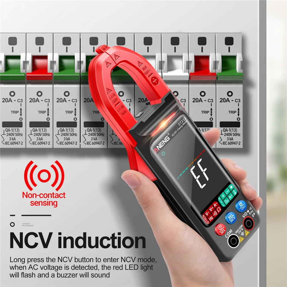 ST212 PRO DC/AC Current Digital Clamp Meter 6000 Counts 400A Amp Multimeter Large Color Screen Hz NCV Ohm Voltage Tester