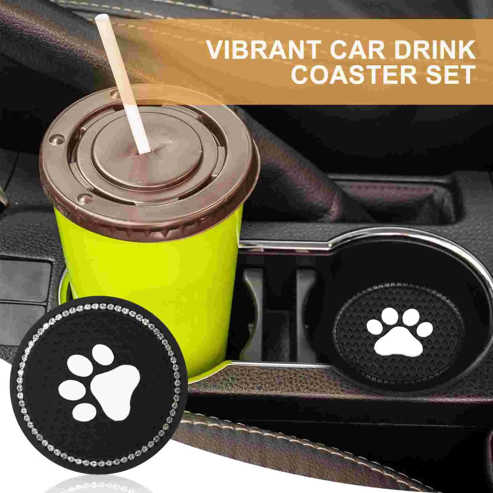 2 Pcs Car Coaster Cup Holders for Drinks Coasters Claw Pattern Pad Round Auto Pvc