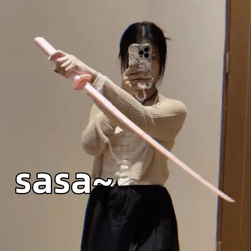 60cm 3D Gravity Samurai Knife Stretchable Cosplay Decompression Creative Retractable Plastic Katana Toy Costume Prop Accessories