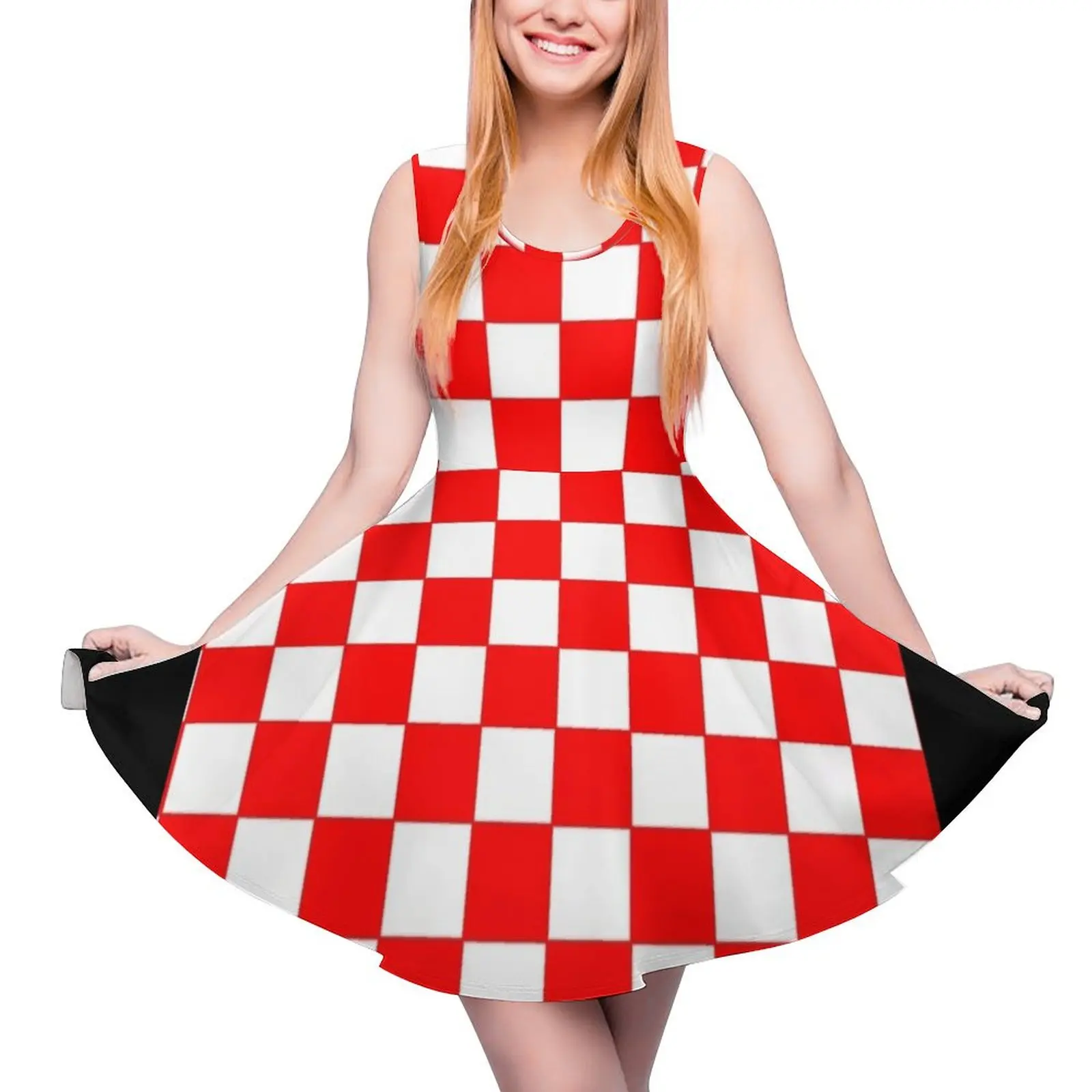 

Checkers - Red and White Sleeveless Dress evening dresses ladies summer dress korean women dress women summer 2024