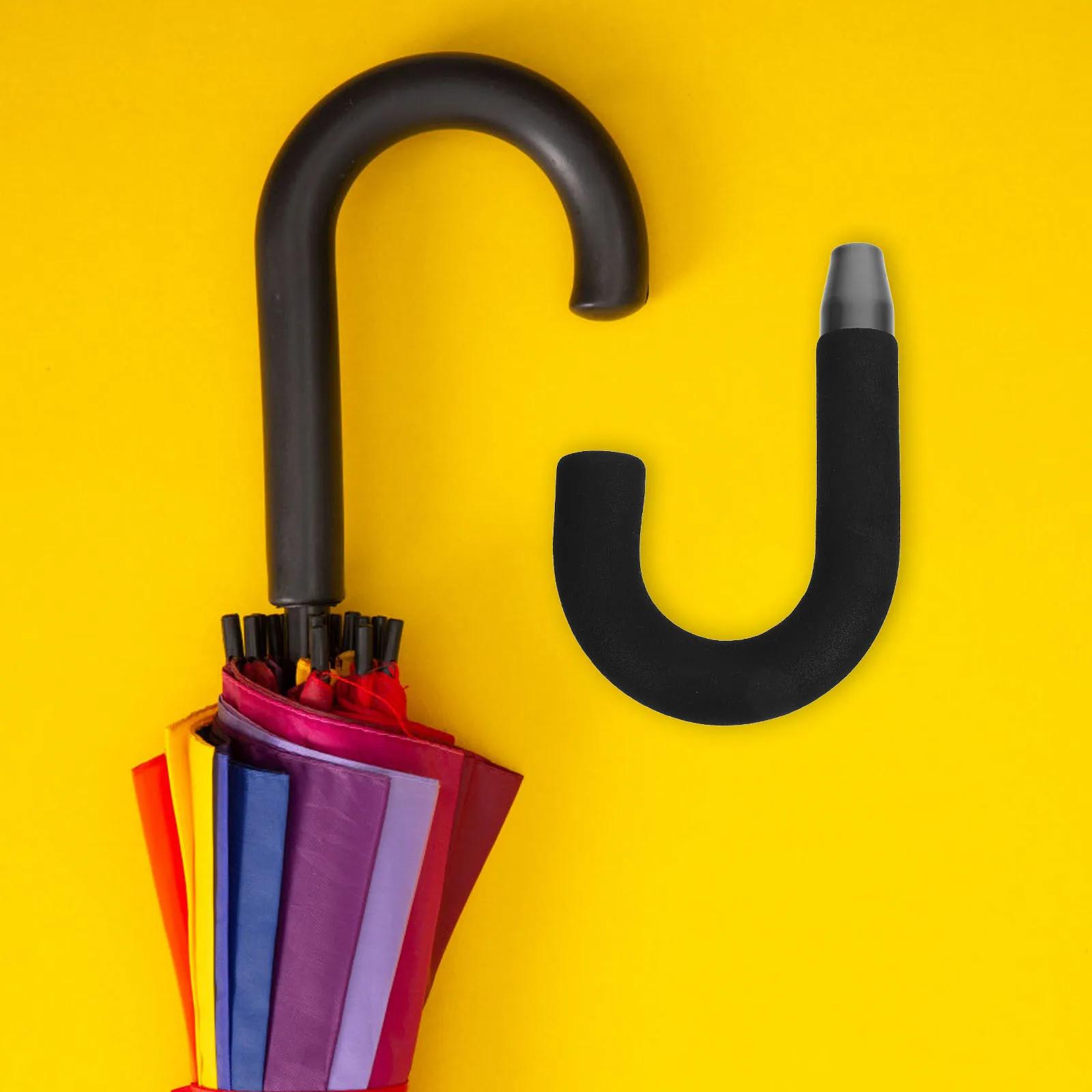 

Curved Plastic Umbrella Handle Replacement Compatible with Folding Cane Umbrella Comfortable Stable Grip Compact Handle