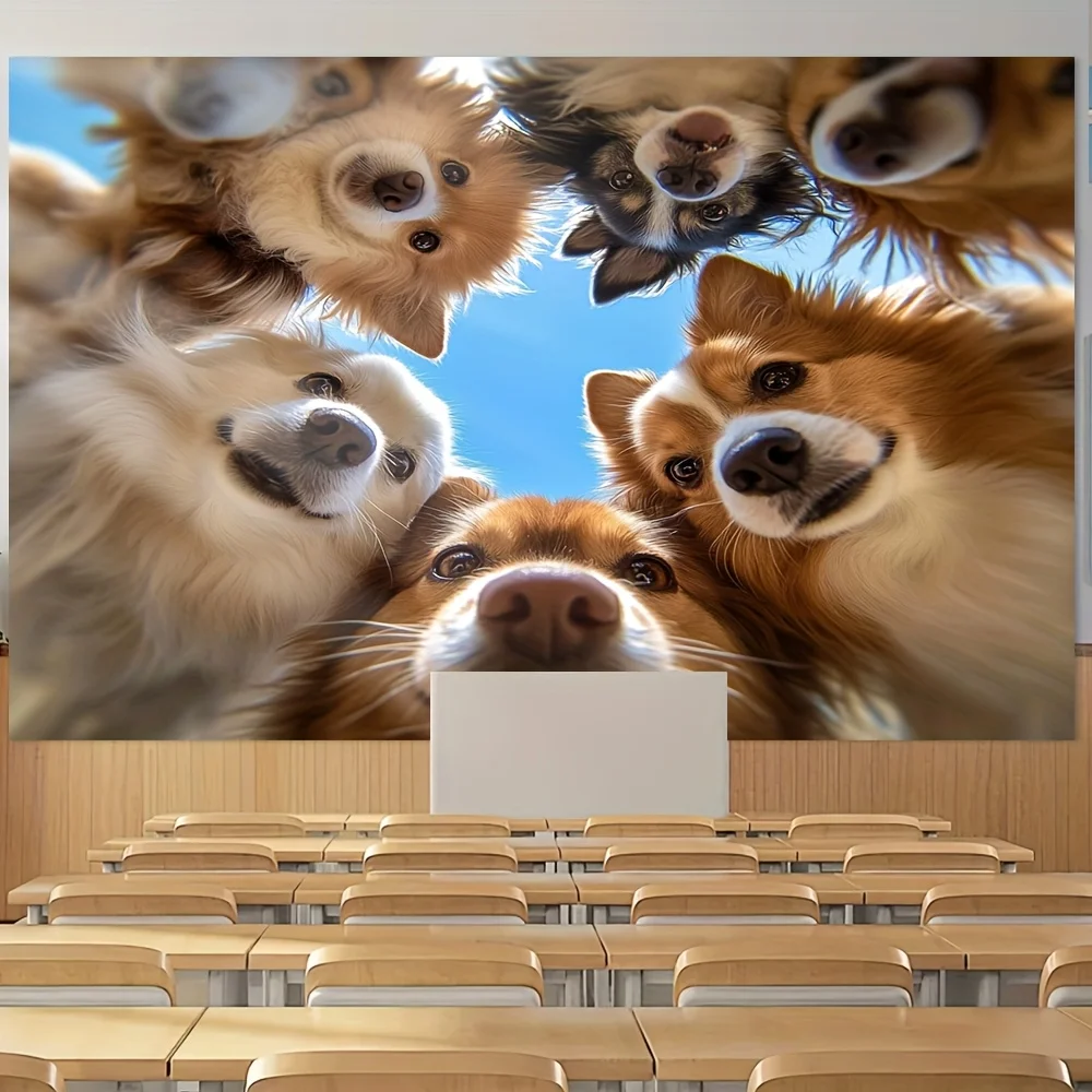 وجوه الكلب الرائعة جدار جدارية آلة قابل للغسل نسيج البوليستر ديكور لغرفة المعيشة غرفة نوم الحضانة مكتب النوم