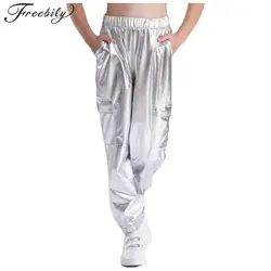 Kids Boys Girls Shiny Metallic Pants Joggers Sweatpants Jazz Hip-hop Dance Pants Street Dance Costumes Cargo Pants