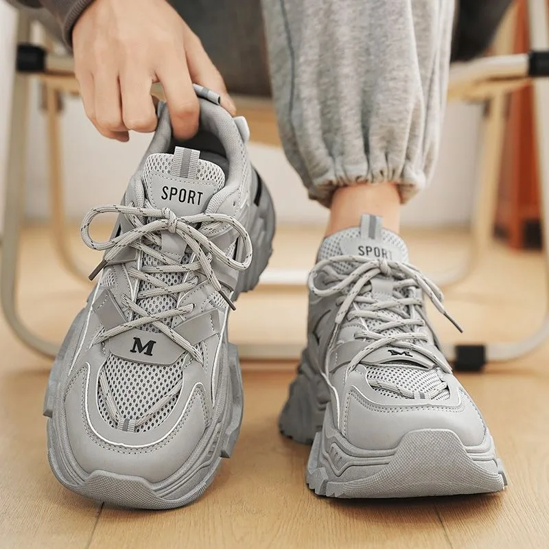 

Streetwear Men's Mesh Platform Sneakers 2026 Winter New Height Increasing Viral Casual Youth All Mat Footwear