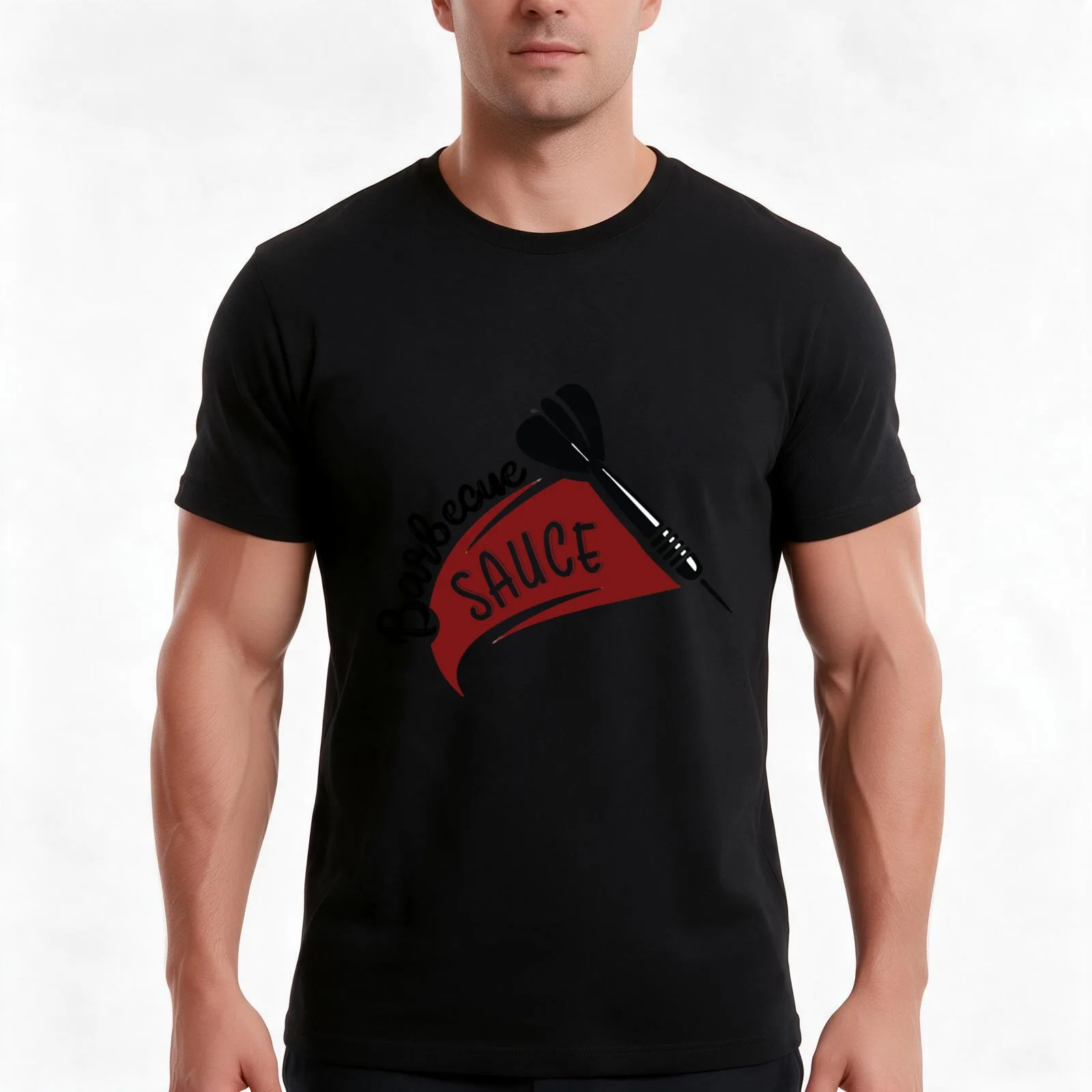 barbecue sauce T-Shirt, Summer Casual Cotton Tee, Oversized Streetwear Tops, Vintage Graphic Print, Loose Fit Short Sleeve