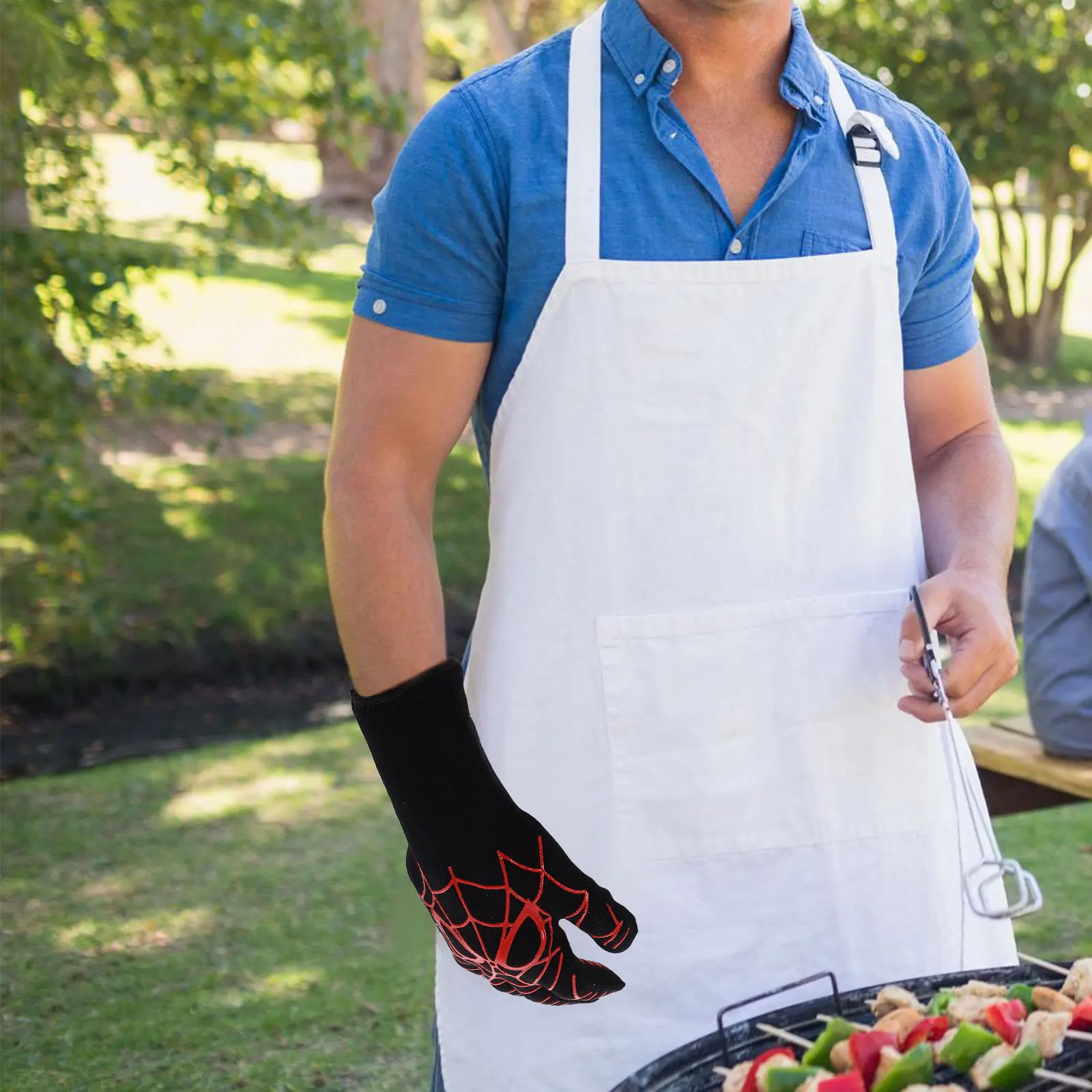 

1pc Heat Resistant Gloves Fire Retardant Oven Mitts Skid Cut Resistant High Temp Microwave Bbq Grilling Silicone Kitchen