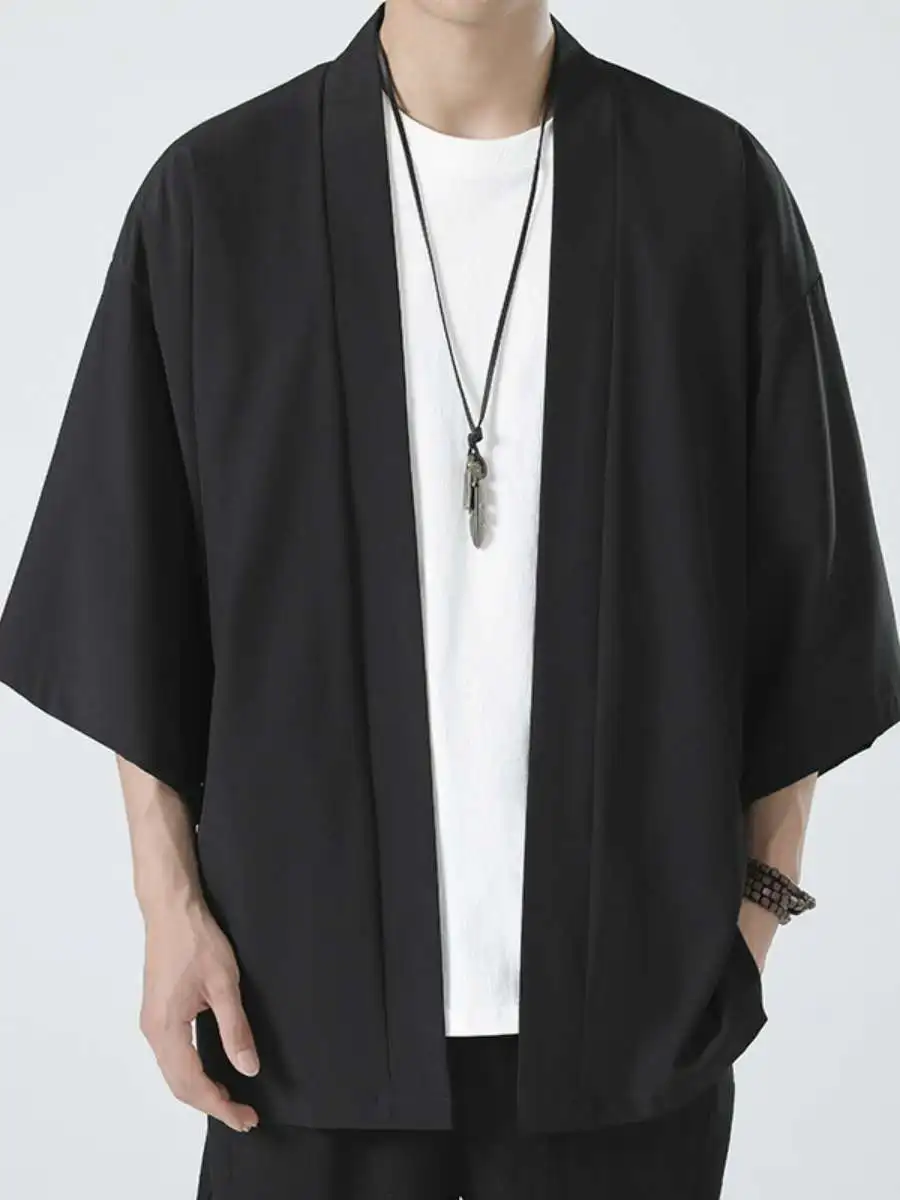 Nouveau chinois Sle hommes été mince glace soie Protection solaire coupe-vent Long manteau traditionnel Tang Hanfu ancien Daoist Robe