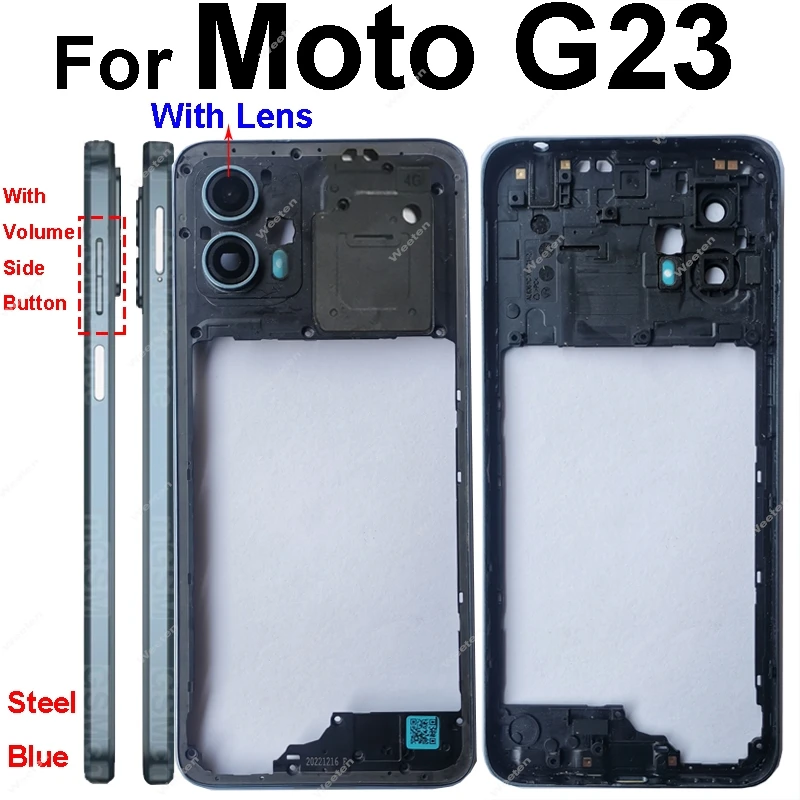 Middle Frame Cover For Motorola MOTO G13 G23 Middle Frame Bezel with Lens Frame Replacement Repair Parts