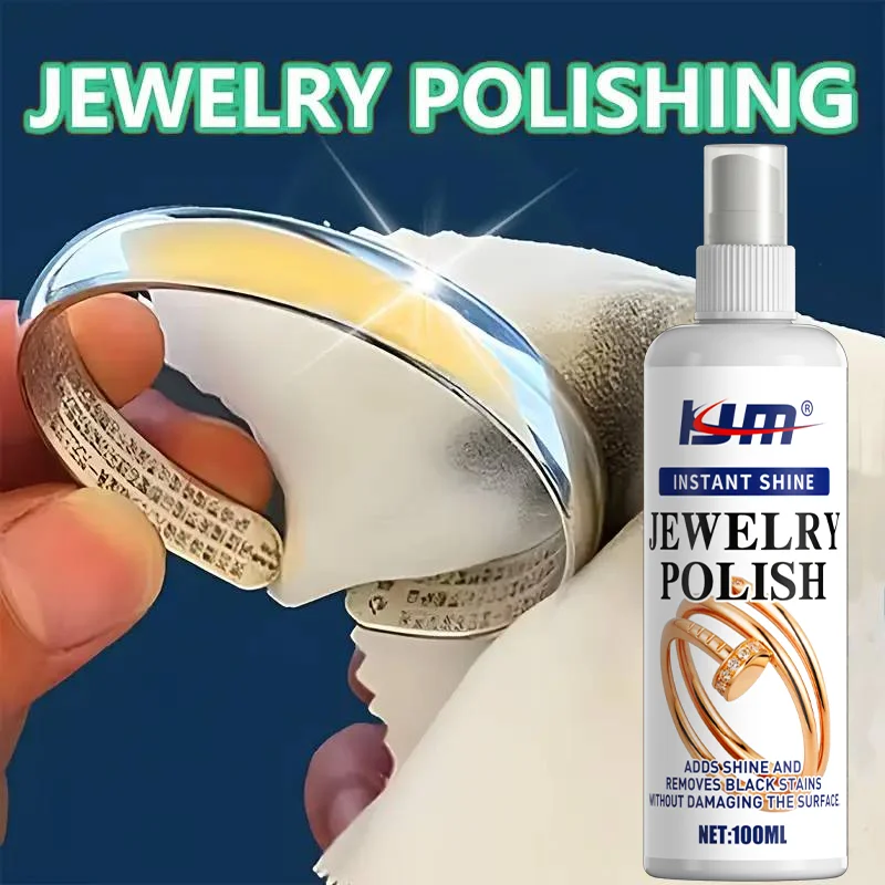 KJM 100ml Jewelry Cleaner Spray Instant Shine Tarnish Remover - Gold Silver Diamond Ring Bracelet Necklace Jewelry Polish
