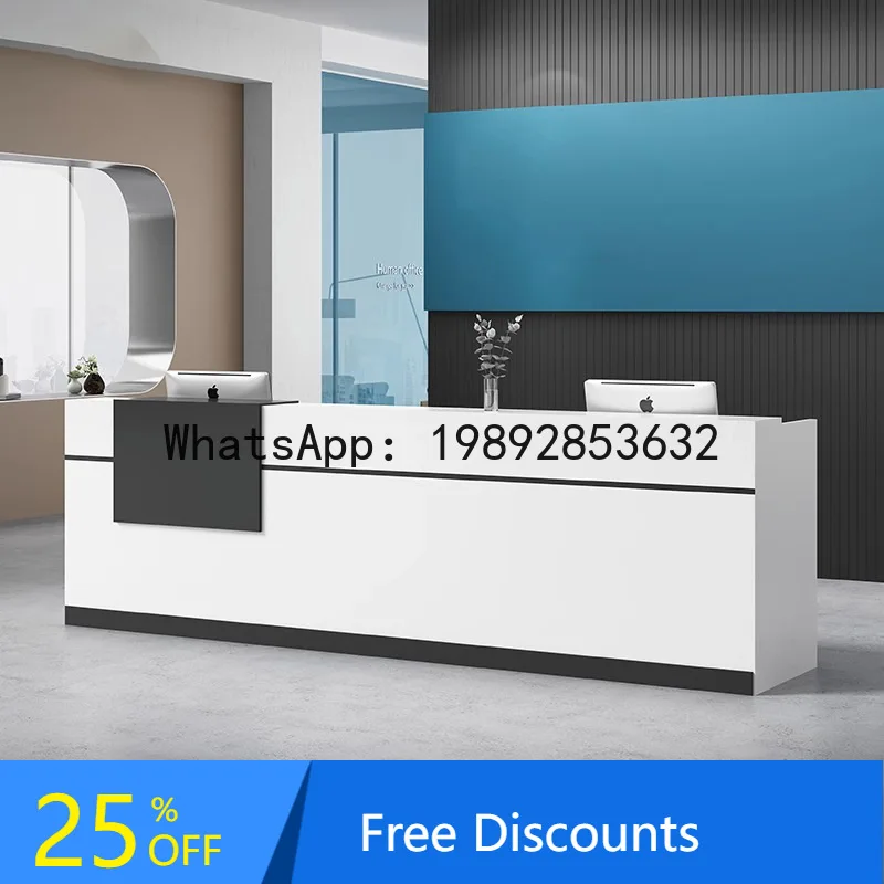 

LYY Reception Desk Simple Modern Cashier Desk Black and White Fashionable and Elegant Reception Table
