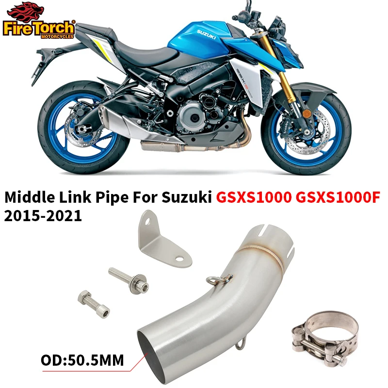 Slip On For Suzuki GSXS1000 GSXS1000F 2015 - 2021 Motorcycle Exhaust System Escape Moto Modified Link Pipe Connect 51mm Muffler