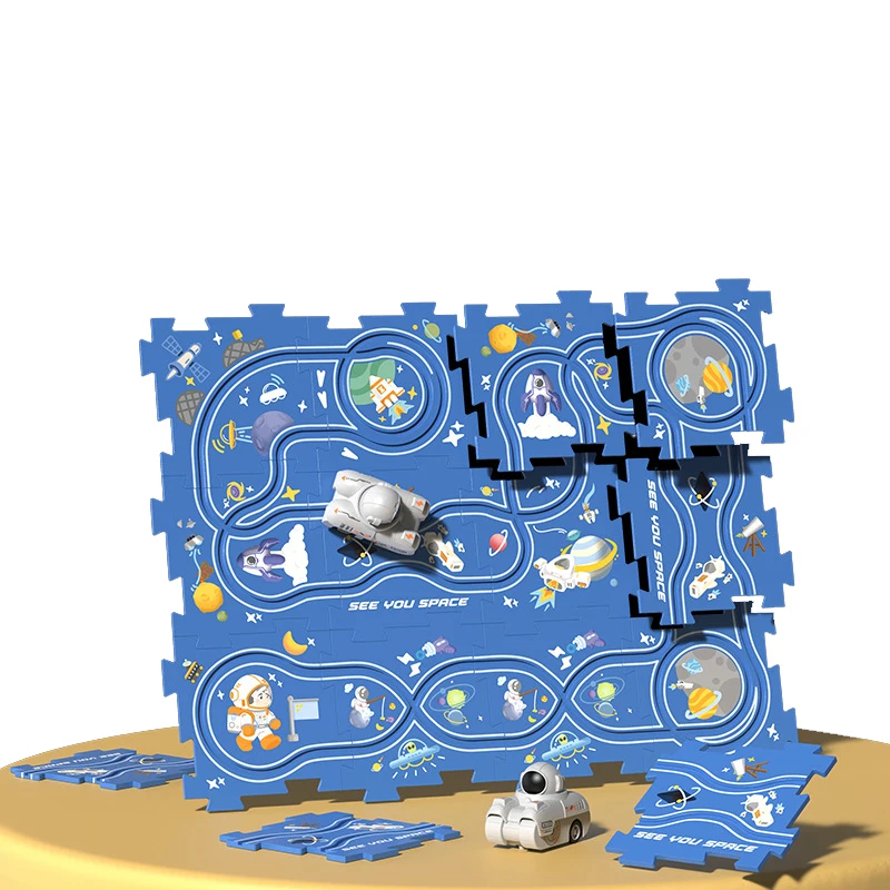 5/9/13 Stuks Kinderen Diy Spoor Speelgoed Auto Astronaut Minin Auto Set Kids Montage Puzzel spoor Tanks Auto Jongen Meisje Speelgoed Verjaardagscadeau