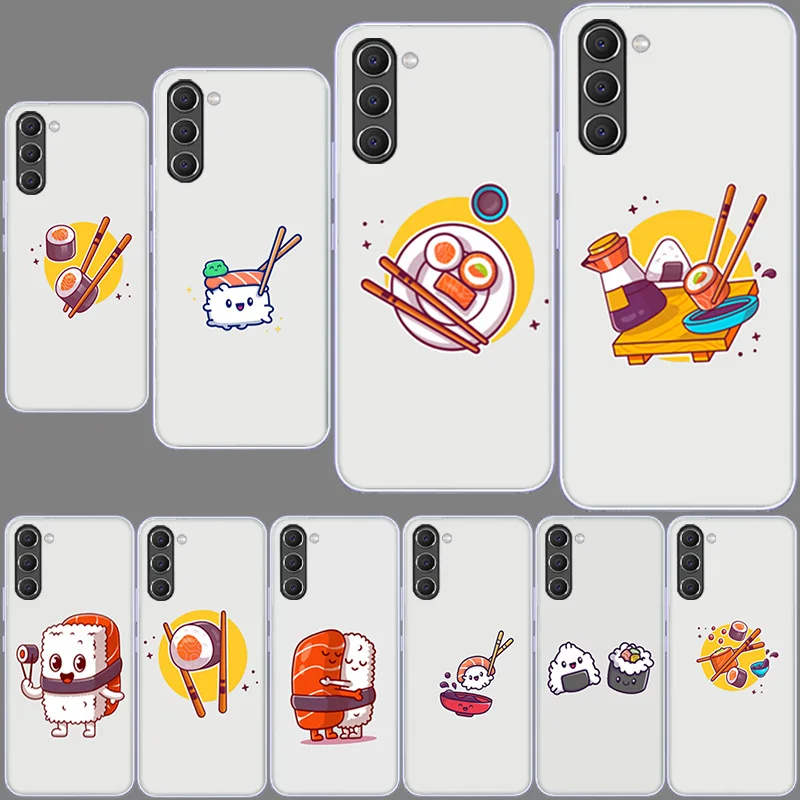 Cute Cartoon Sushi Clear Phone Case for Samsung A54 A14 A24 A34 5G Galaxy A02S A03S A04S A12 A22 A32 A52 A72 A13 A23 A33 A53 A73