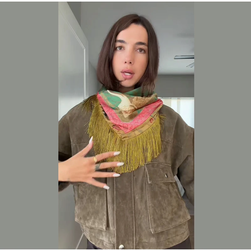 Quasten-Paneel-Jacquard-Cardigan für Damen mit geometrischen Mustern, V-Ausschnitt, langen Ärmeln, gestrickter Streetwear-Pullover, Frühjahrskollektion 2026 – Detail 12