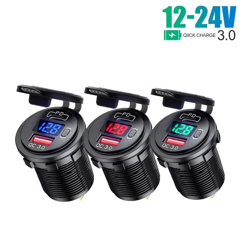 60w pd typ c/qc 3,0 usb ladegerät mit schalter steckdose adapter wasserdicht für 12v 24v auto lkw boot rv motorrad