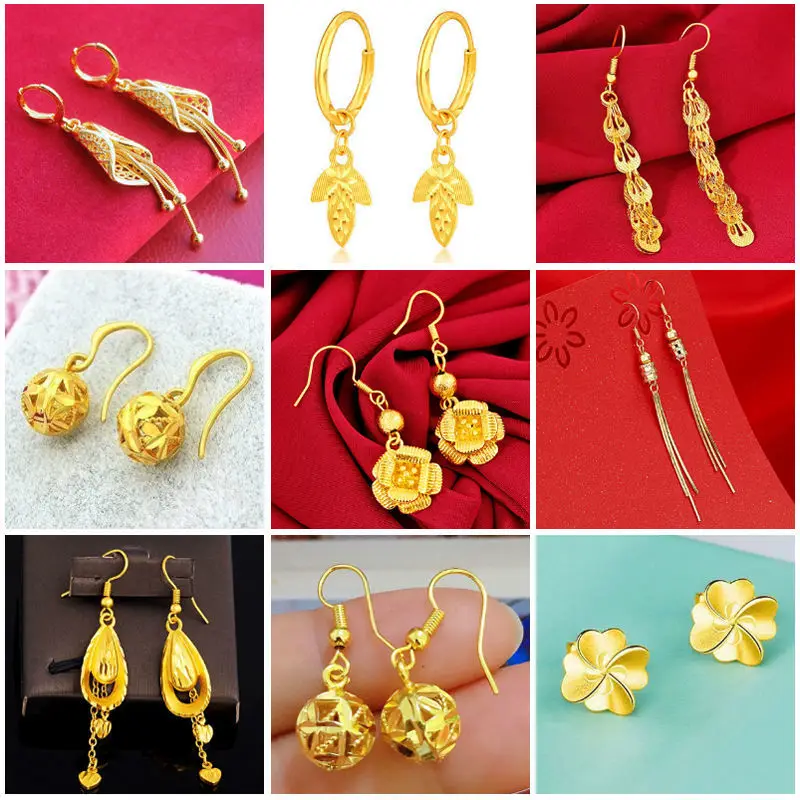 UMQ Vietnam Sha Jin Da Water Drop Earrings Long Non-Fading Custom Ornament Ladies Ear Clip to Give Mom Wife Ornament