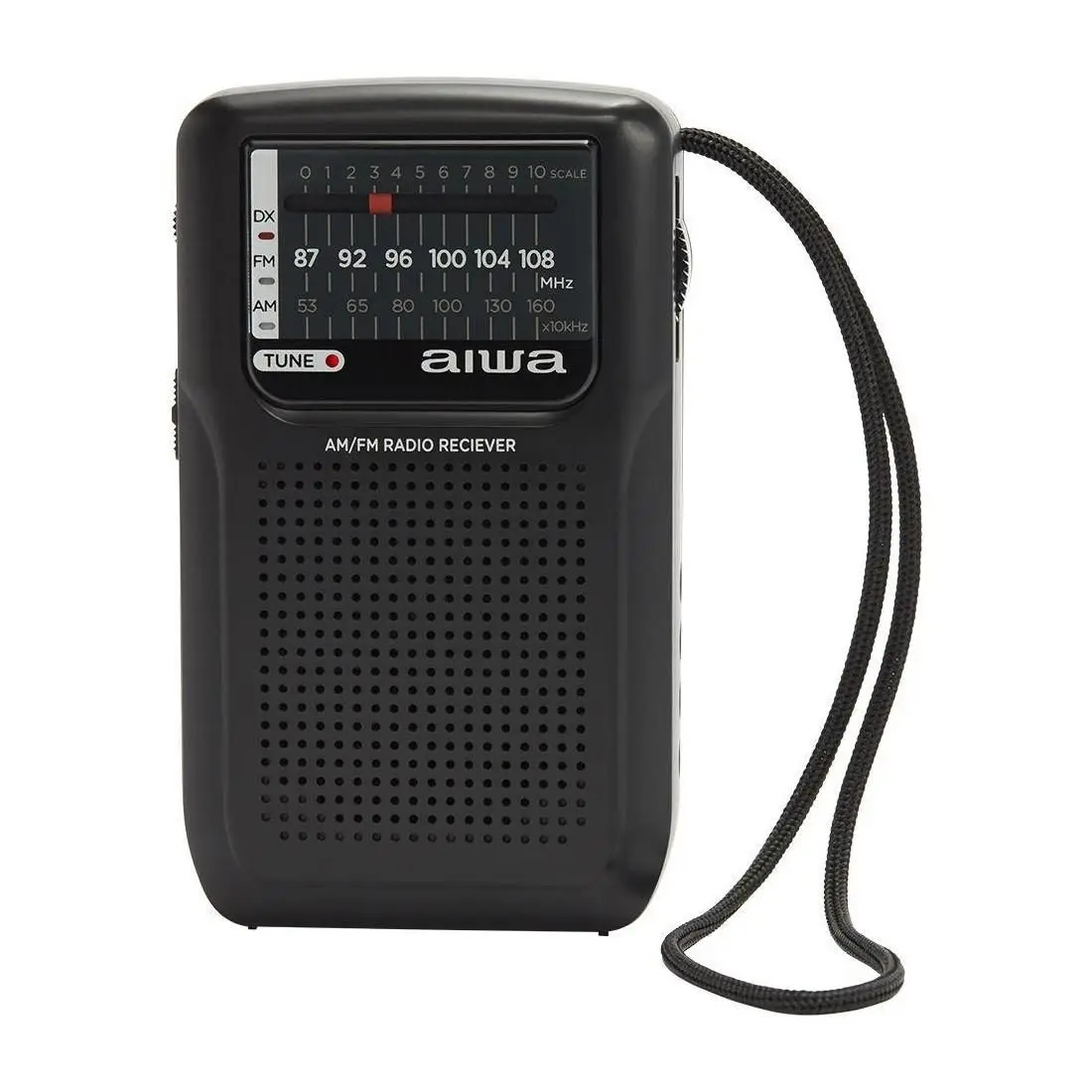 Radio Portátil Analógica Aiwa RS-33 | Color Negro | Incluye funda y auriculares | Correa de transporte | Control de volumen
