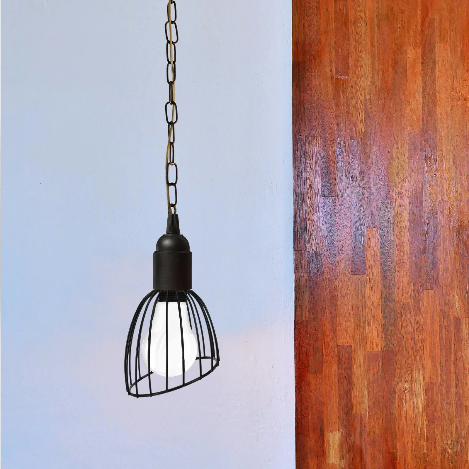 

Mini Iron Lampshade: Black 8Cm Aperture Industrial Cage Shade For Ceiling Fixture Bathroom Pendant Table Lamp Bulb Cover