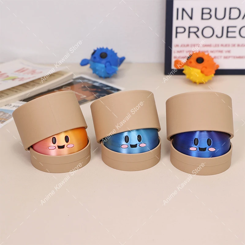 3D Printed Mochi Dumpling Clicker Fidget Toy with Bamboo Steamer Realistic Giant Dumpling Squeeze Relief Toys