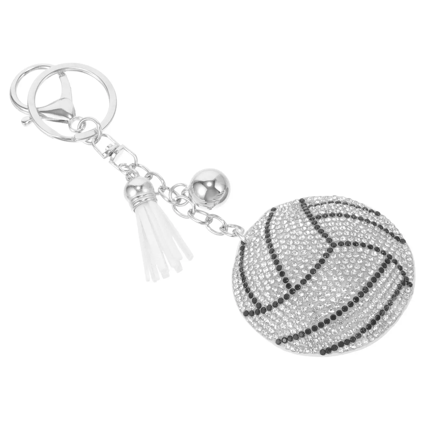Sports Rhinestone Volleyball Keychain Zinc Alloy Compact Multi-Function Bag Pendant Decorative Volleyball Key Ring for Backpack