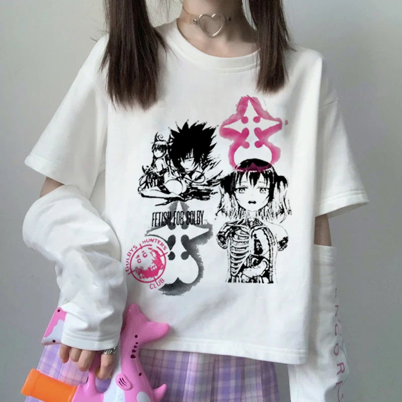 

2000s Women's Y2K Harajuku Gothic Women's Top Retro Anime Girl Printed T-shirt Y2K Women's Gothic Top Women