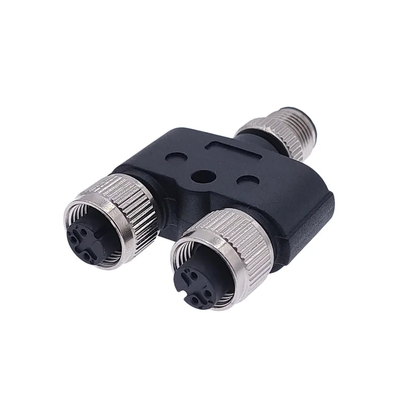 M12 Sensor Connector Waterproof Three-way Pipe Conversion Plug Male Female 4 5 8pin Y shaped T Type A code Connectors image 6
