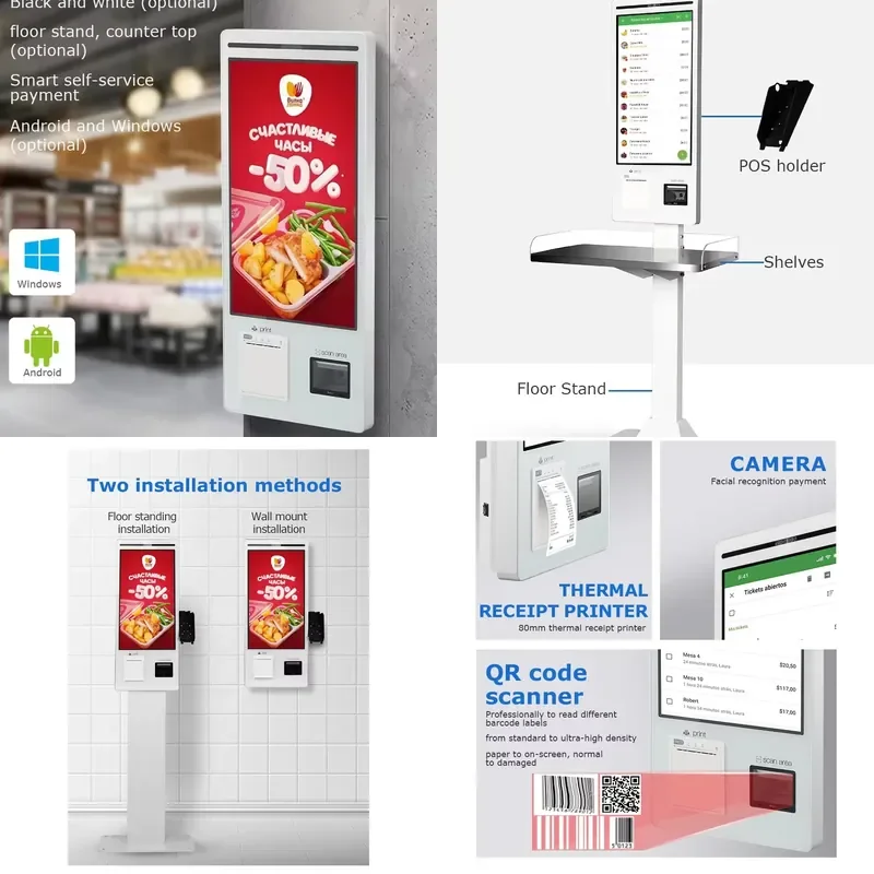 32 Inch Indoor Multi Touch Advertising Lcd Display Restaurant Payment Terminal Kiosk Floor Standing Digital Menu Coffee Kiosk