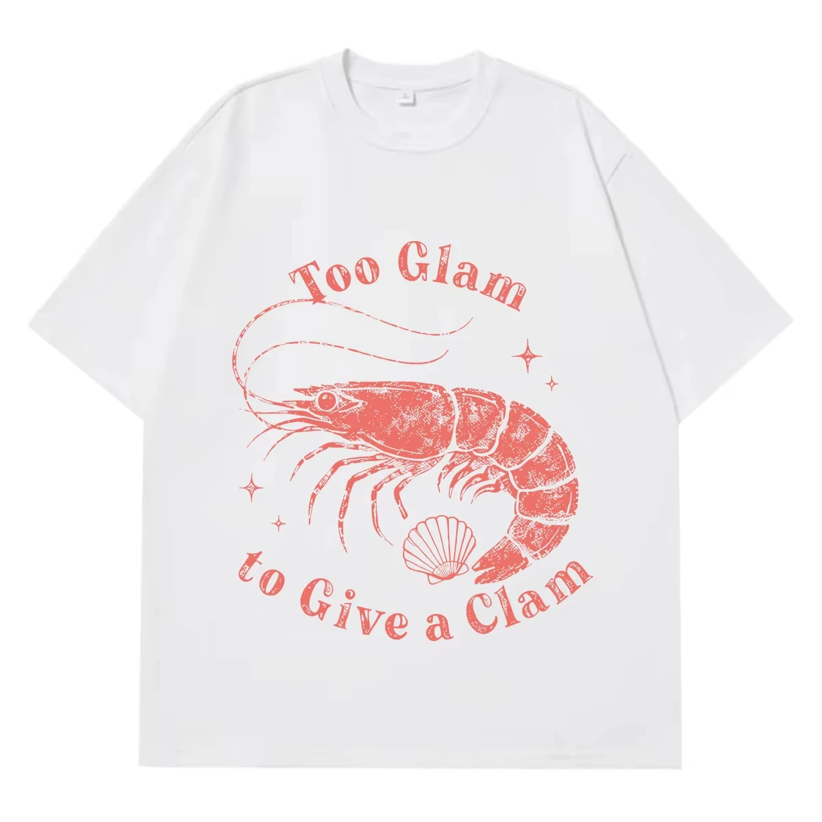 Funny Shrimp Meme T-Shirt Men Women Fashion T-shirts Summer Short-sleeved Loose Casual Cotton Oversized Aesthetic Trend T-shirts