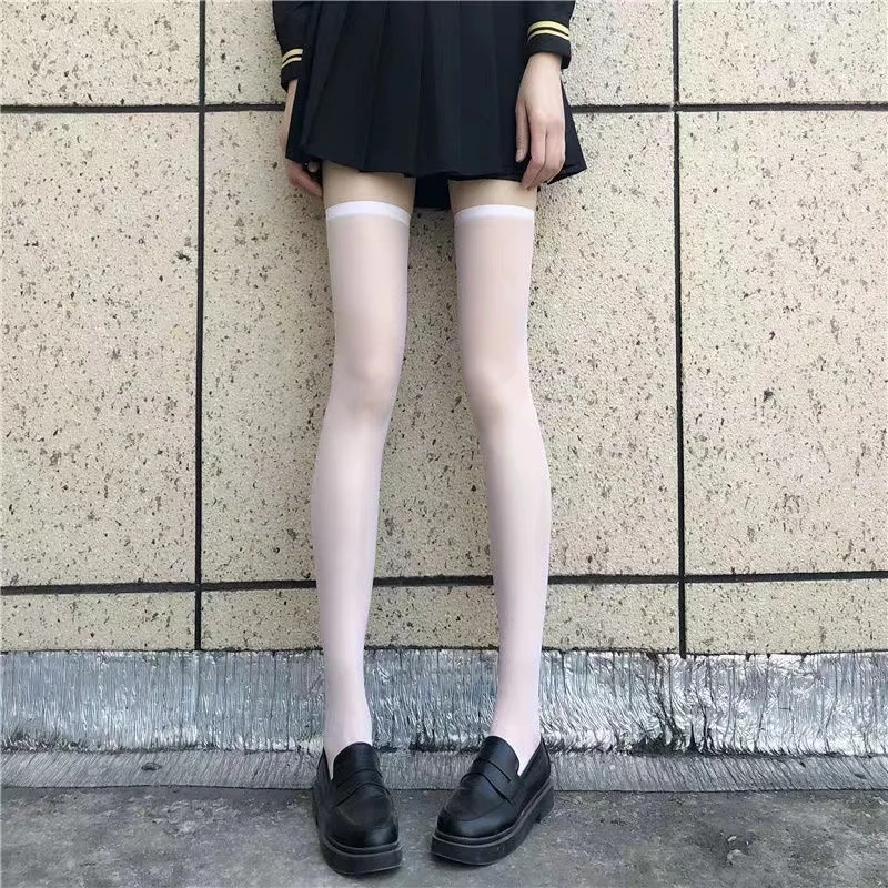 JK High Knee Thin Underwear Transparent Stockings Fashionable Sexy Long Socks