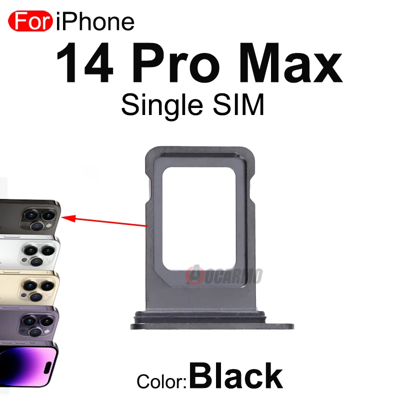 Aocarmo für iphone 14 pro max 14pm single dual sim karten fach halter slot schublade schwarz silber lila gold ersatzteil