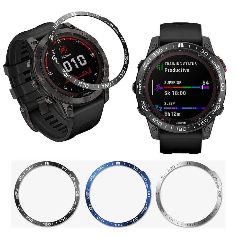 Bisel para Fenix 6X 6X Pro/Fenix 7X, cubierta adhesiva de acero inoxidable, anillo Protector antiarañazos para Garmin Fenix 7X 6X