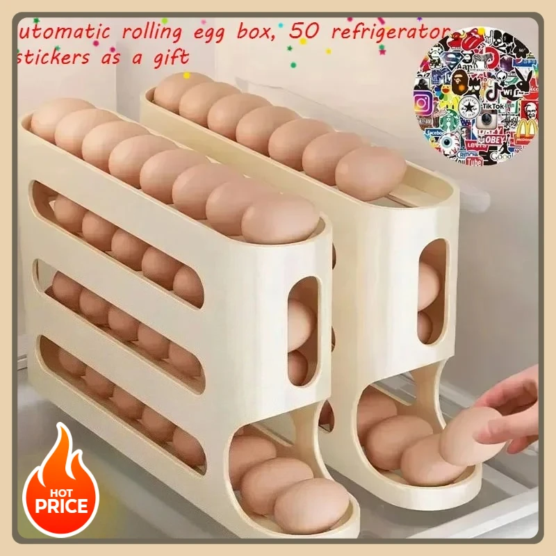 Egg rolling tube automatic rolling drum large egg storage box four refrigerator side door storage layer sliding groove