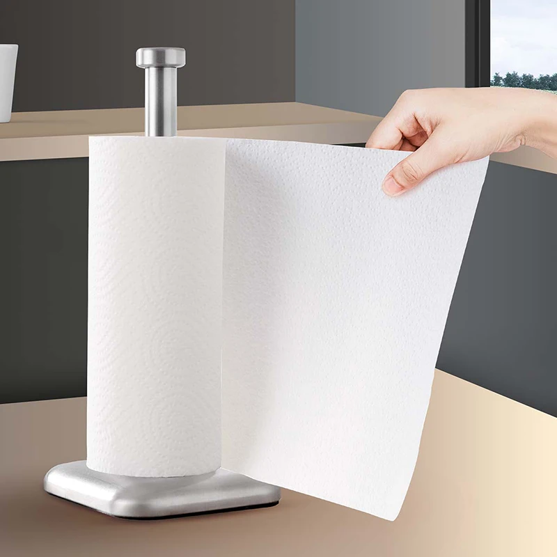 ORZ Christmas Standing Paper Towel Roll Holder for Kitchen Bathroom with Weighted Base Suction Cups for One-Handed Operation