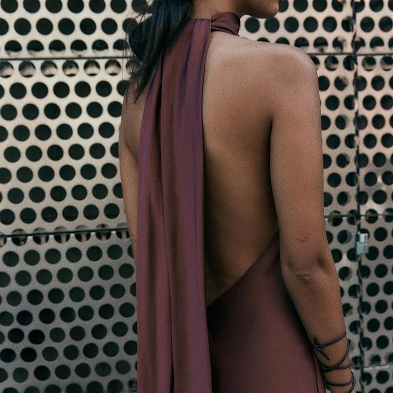 Zijde Satijn Lange Svel A-lijn Dr Damesjurk met hoge kraag Street Sle Polyestervezel Herfstcollectie 2024