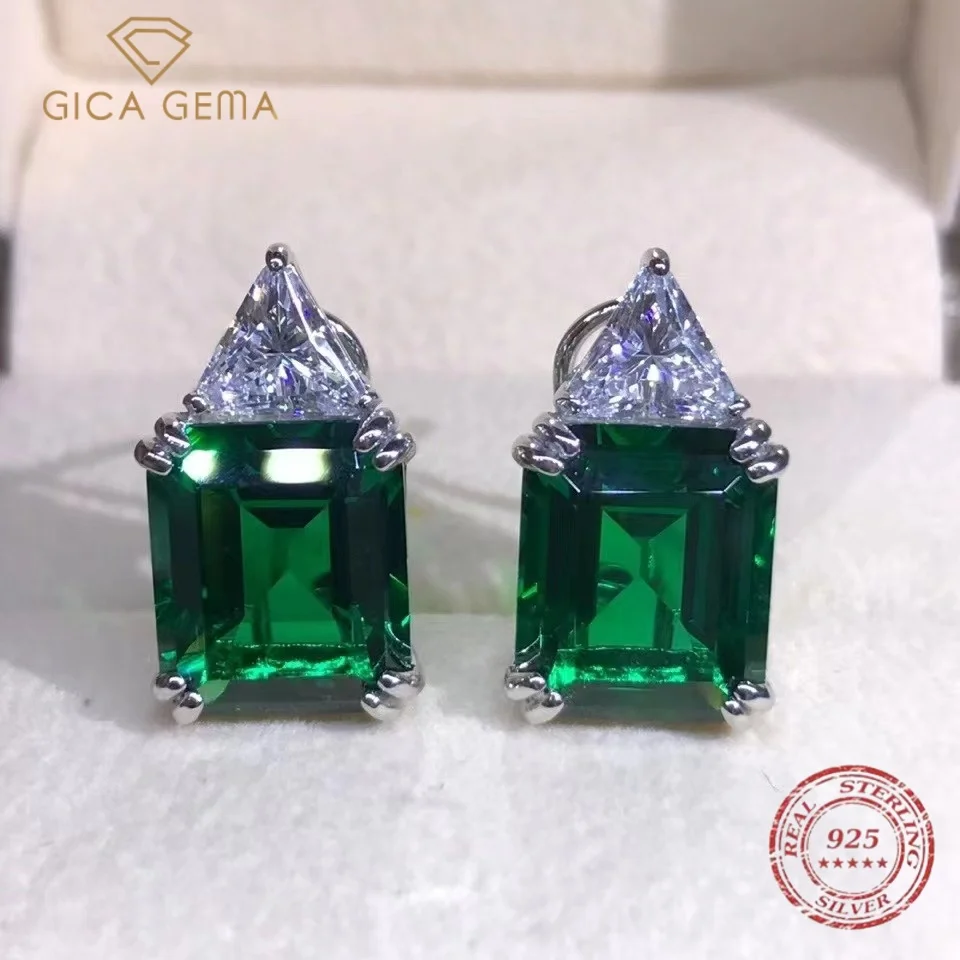 

Gica Gema Solid 925 Sterling Silver Crushed Emerald Cut Citrine Gemstone Stud Earrings Wedding Engagement Fine Jewelry For Women