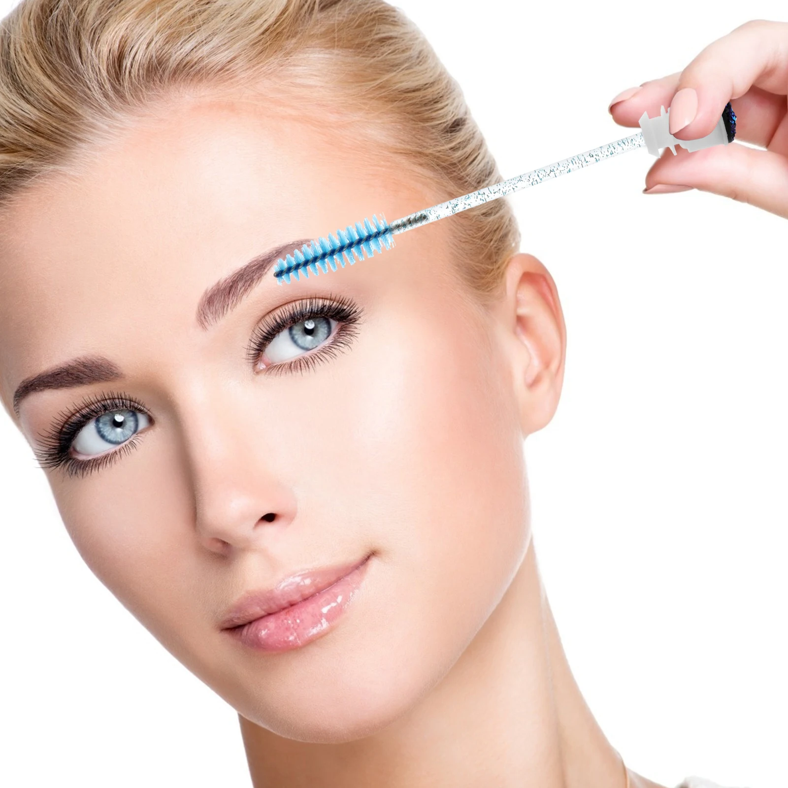 10 Uds. Extensiones de cepillo de pestañas tubo brillo mango cómodo peine de pestañas acabado Natural peine para cejas varitas de cepillo de maquillaje