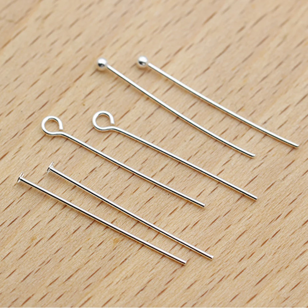 

10pcs 925 Sterling Silver Ball Head Needle Pins for DIY Earring Necklace Beading Connector Jewelry Making Findings Accessories