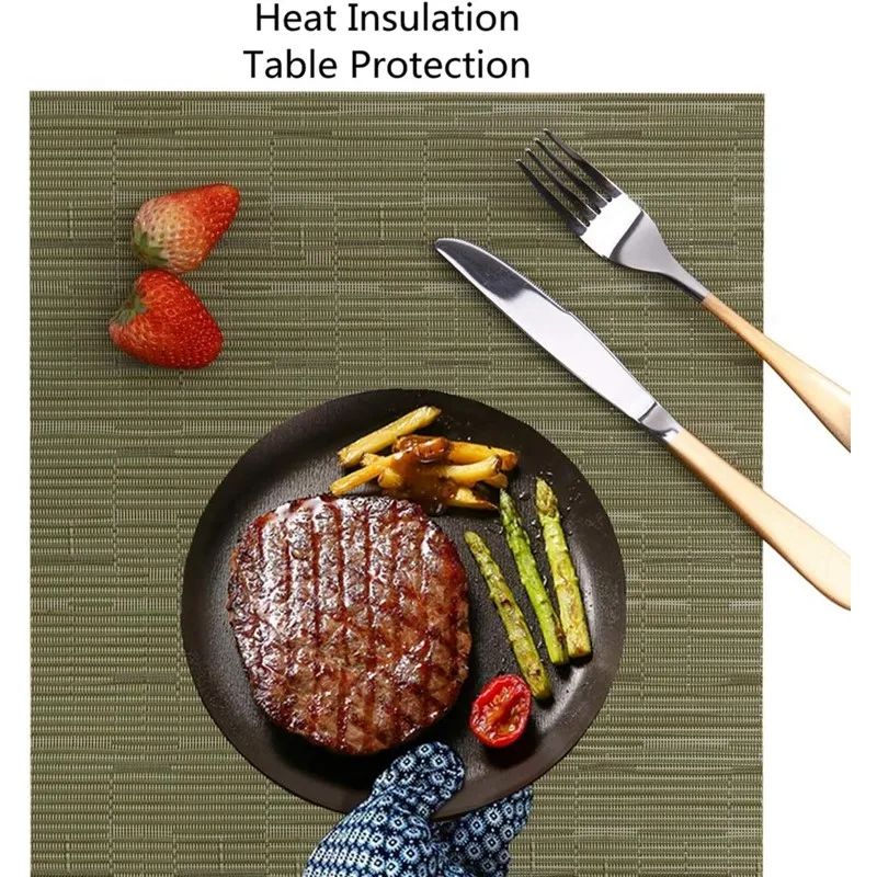 1/4/6/10PCS PVC Table Placemat Indoor Outdoor Placemats Washable Non-Slip Heatproof Woven Placemats for Dining Table Place Mat