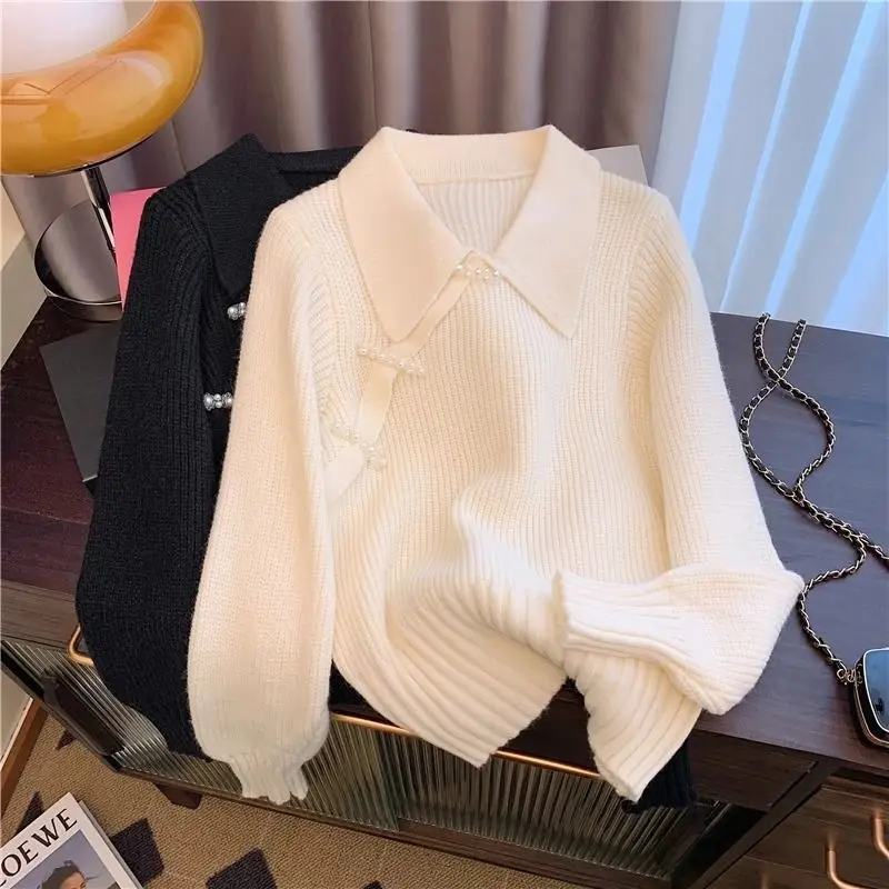 

New Chinese design sense niche bottoming sweater women's autumn and winter new temperament slim pullover advanced sweater top