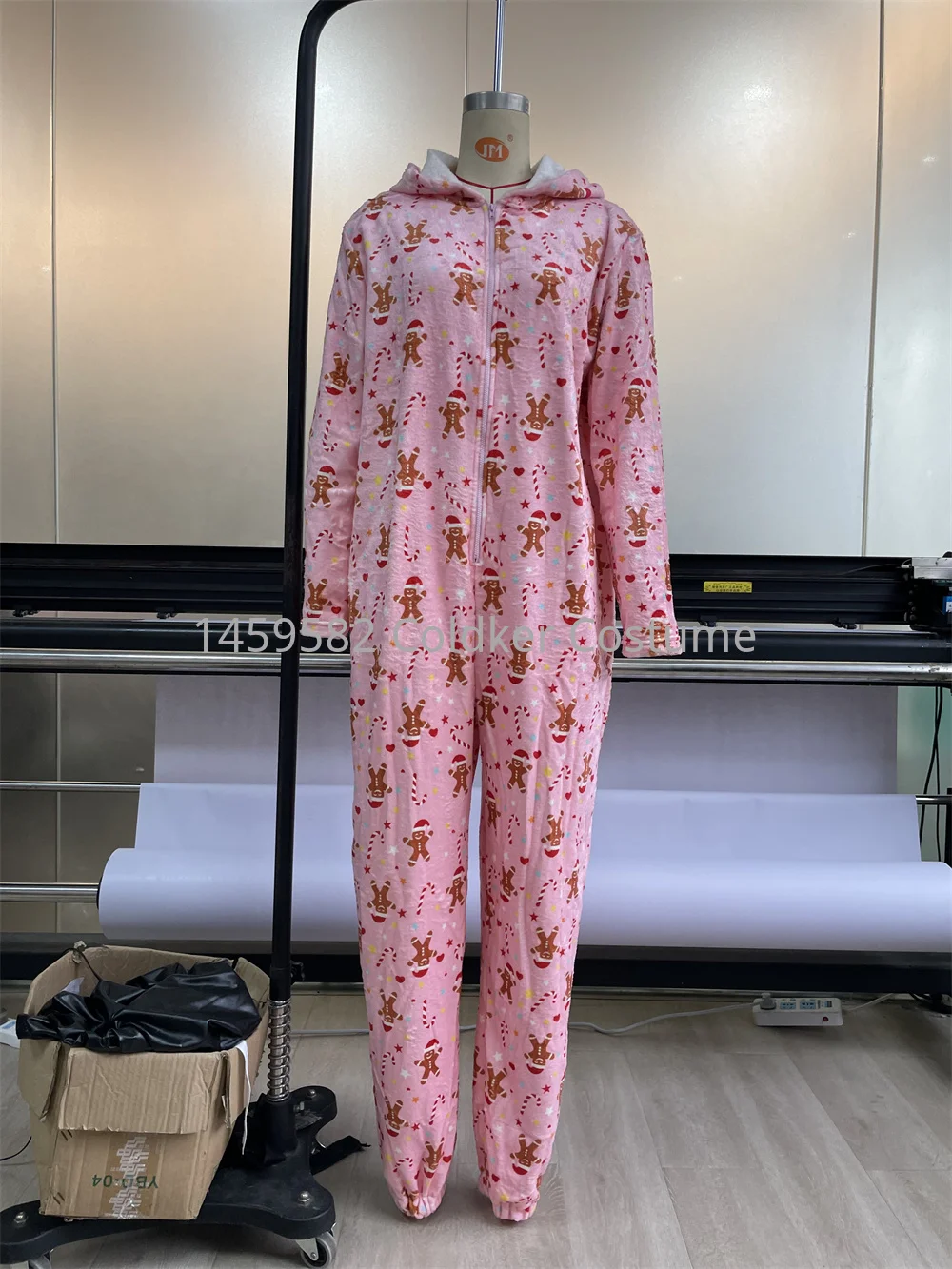 Women\'s Leopard Flannel Thickened Christmas Jumpsuit Autumn Winter Hooded Zipper Long Sleeve Casual Loose Pajamas Sleepwear