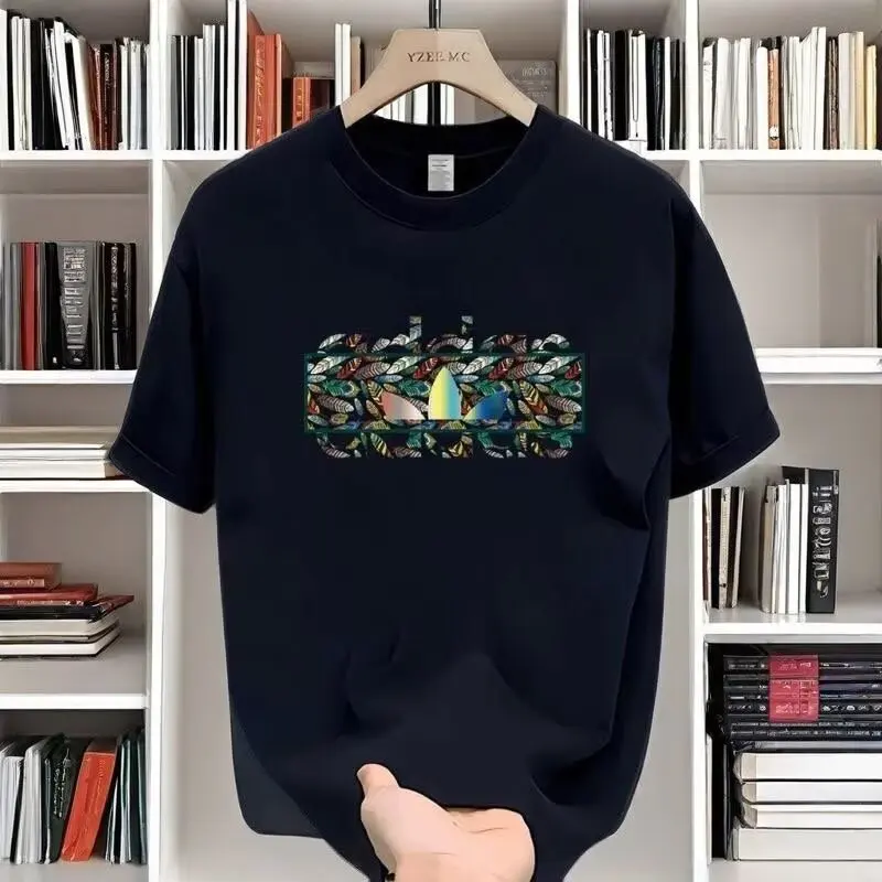 2025 T-shirt grafica da uomo sfumata lettera design vintage libreria stampa cotone streetwear estate casual traspirante oversize