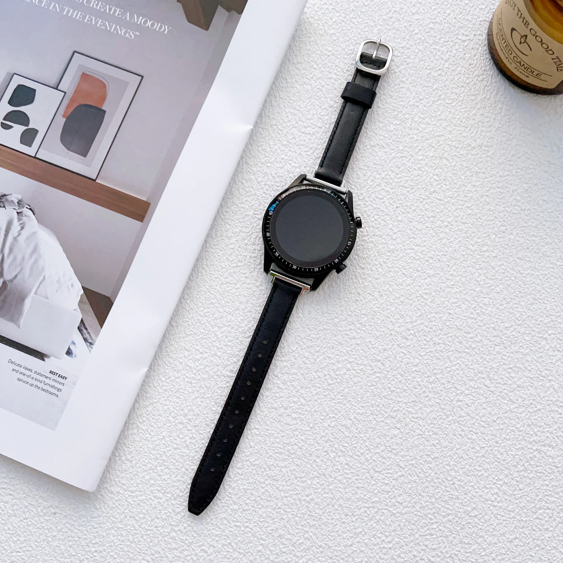 หนังสำหรับ Samsung Galaxy Watch5 40/44มม.5pro 45 Slim สำหรับ Galaxy Watch4 40มม.42/46Mm 20/22มม.เข็มขัด