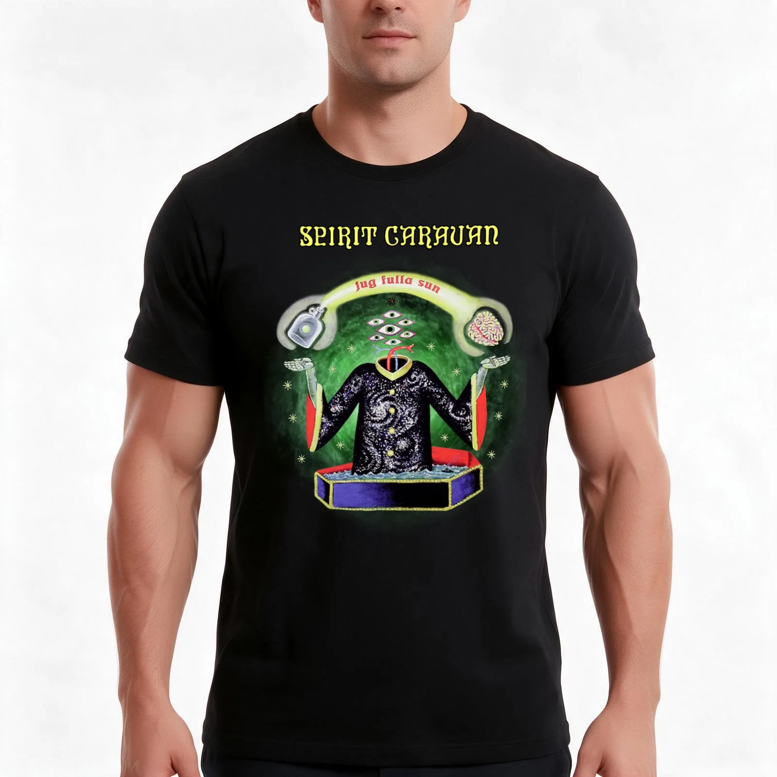 Spirit Caravan, Jug Fulla Sun T-Shirt, Summer Casual Cotton Tee, Oversized Streetwear Tops, Vintage Graphic Print, 100% Cotton