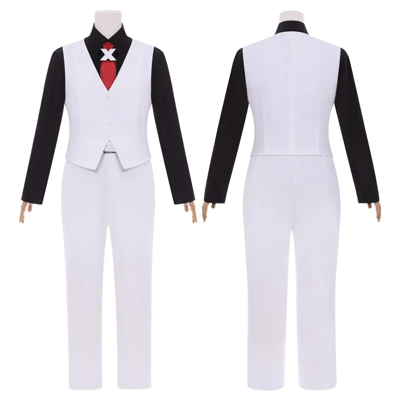 X TOBE HERO X Anime Cosplay All White Dress Wig Glasses Coat Pant Vest Shirt Tie Belt Man Outfit Carnival Comic Cosplay Costume